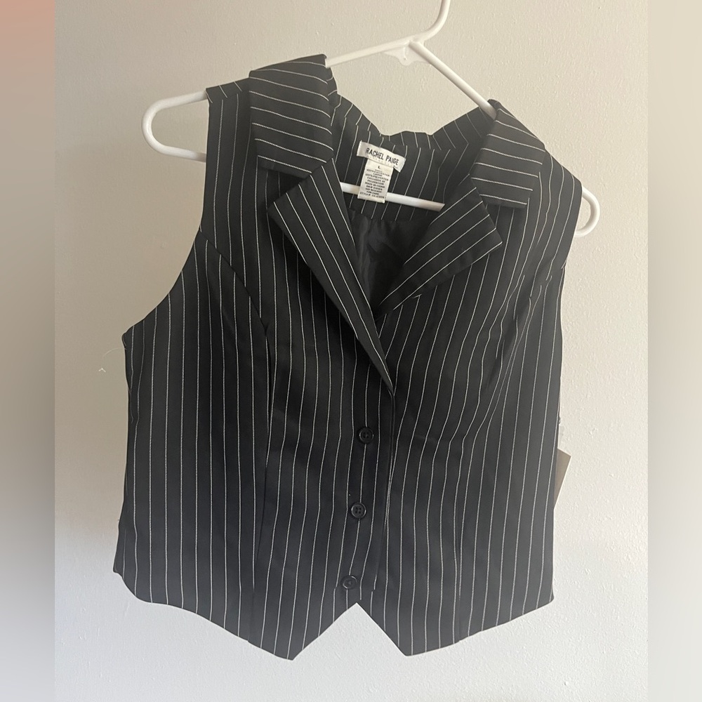 Rachel Paige pinstripe vest tailored waistcoat NWT preppy chic model off duty
